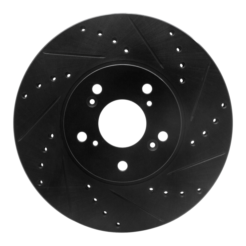 Acura TSX Brake Rotor (1) - Front Right - R1 Concepts - Drilled & Slotted - Black - `04-`14